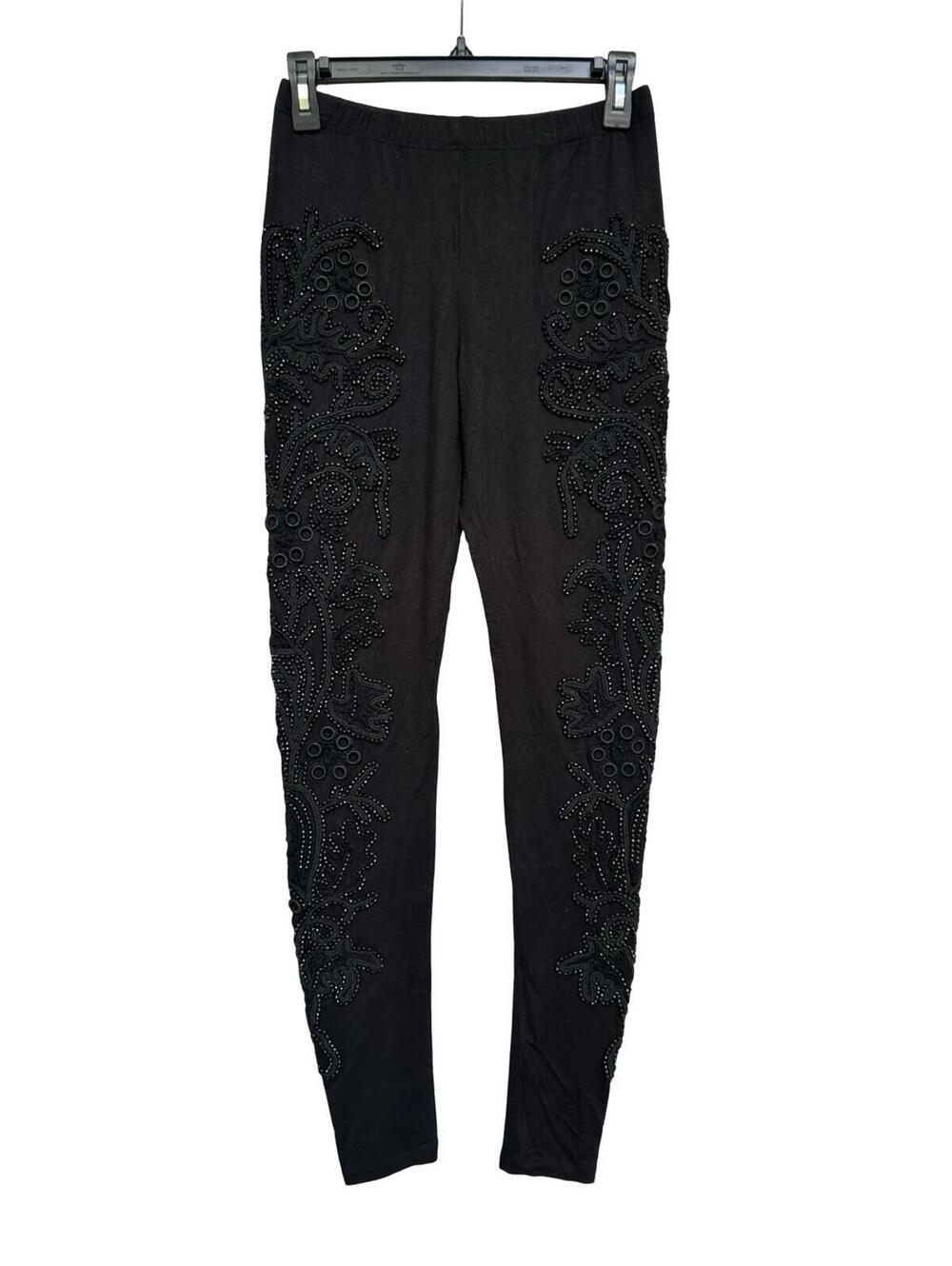 ASOS Black Embellished Leggings Womens US 6 UK 10 Beaded Statement Stretch Pants